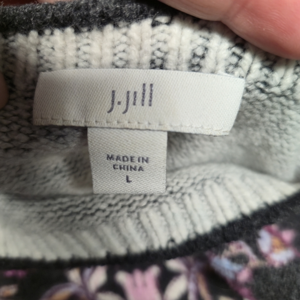 J. Jill Grey Womens Enchanted Florals Sweater Size Large - Picture 6 of 6